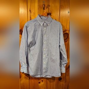 Van Heusen Long Sleeve Button Down Shirt, Light Blue & White Mini Gingham
